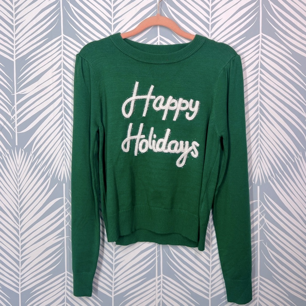 Green happy holidays Christmas sweater